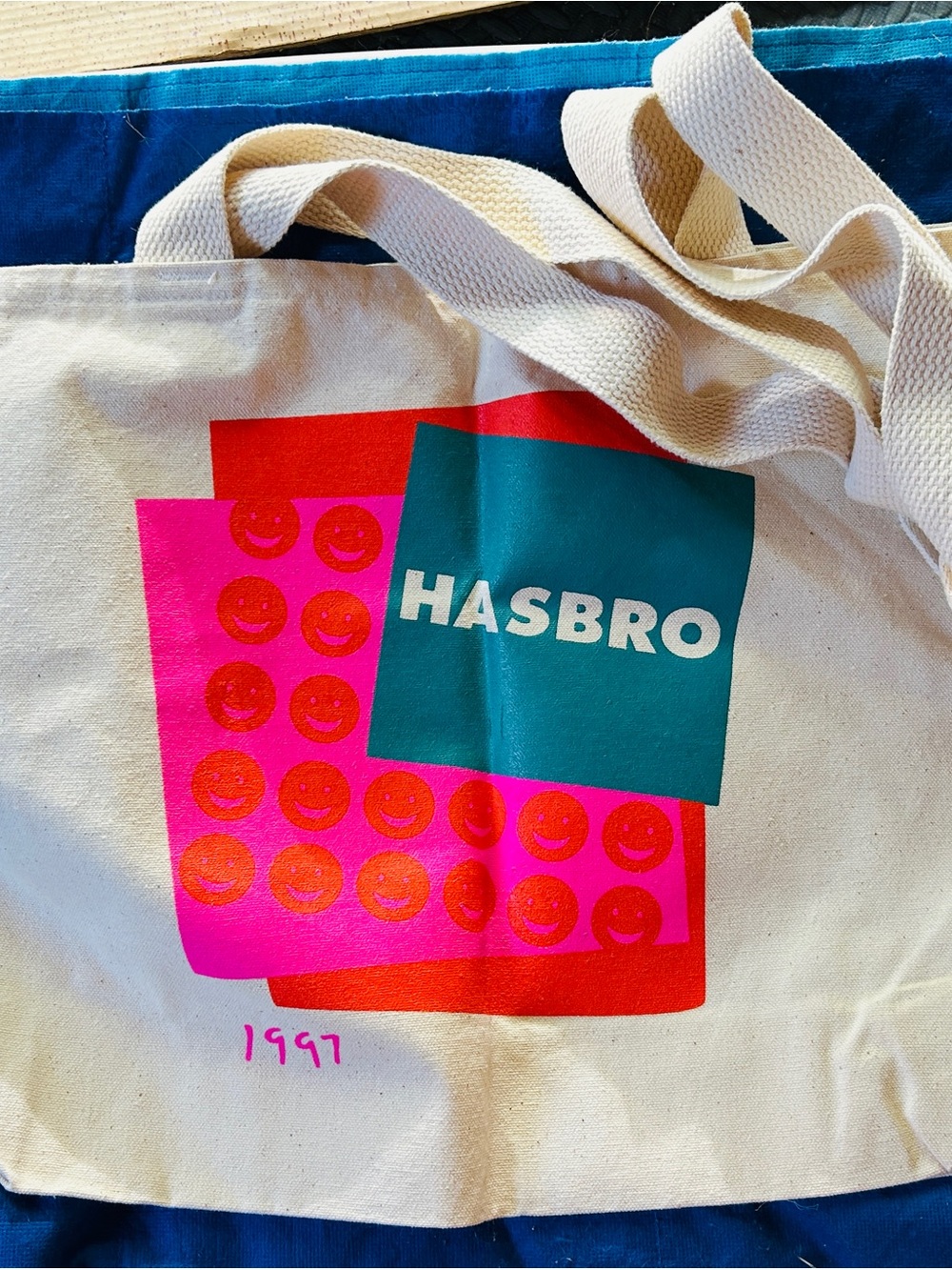 Hasbro Cream Canvas Tote with Pink and Teal Graphic